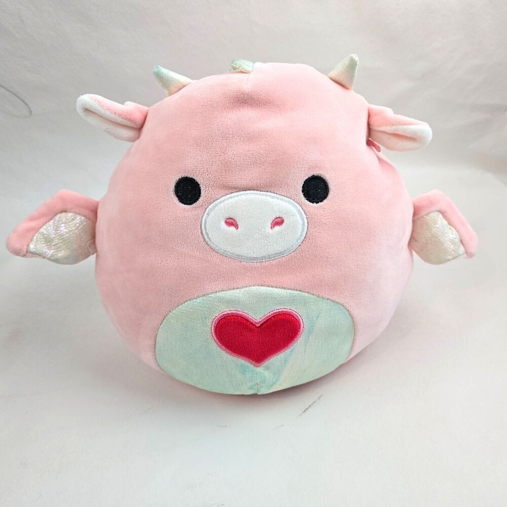 Dakota Pink Dragon Squishmallow Plush Heart White 8" KellyToy Valentines Love